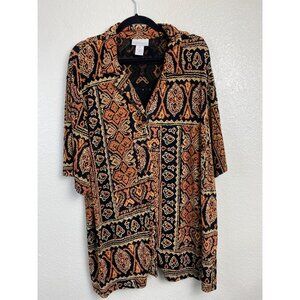 Anna‎ Maxwell Slinky Knit Women Top Abstract Plus size 2X Lagenlook Artsy Travel